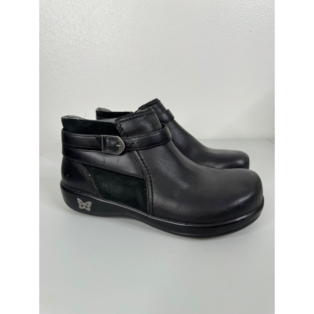Alegria Black Leather Ankle Boots Size 40